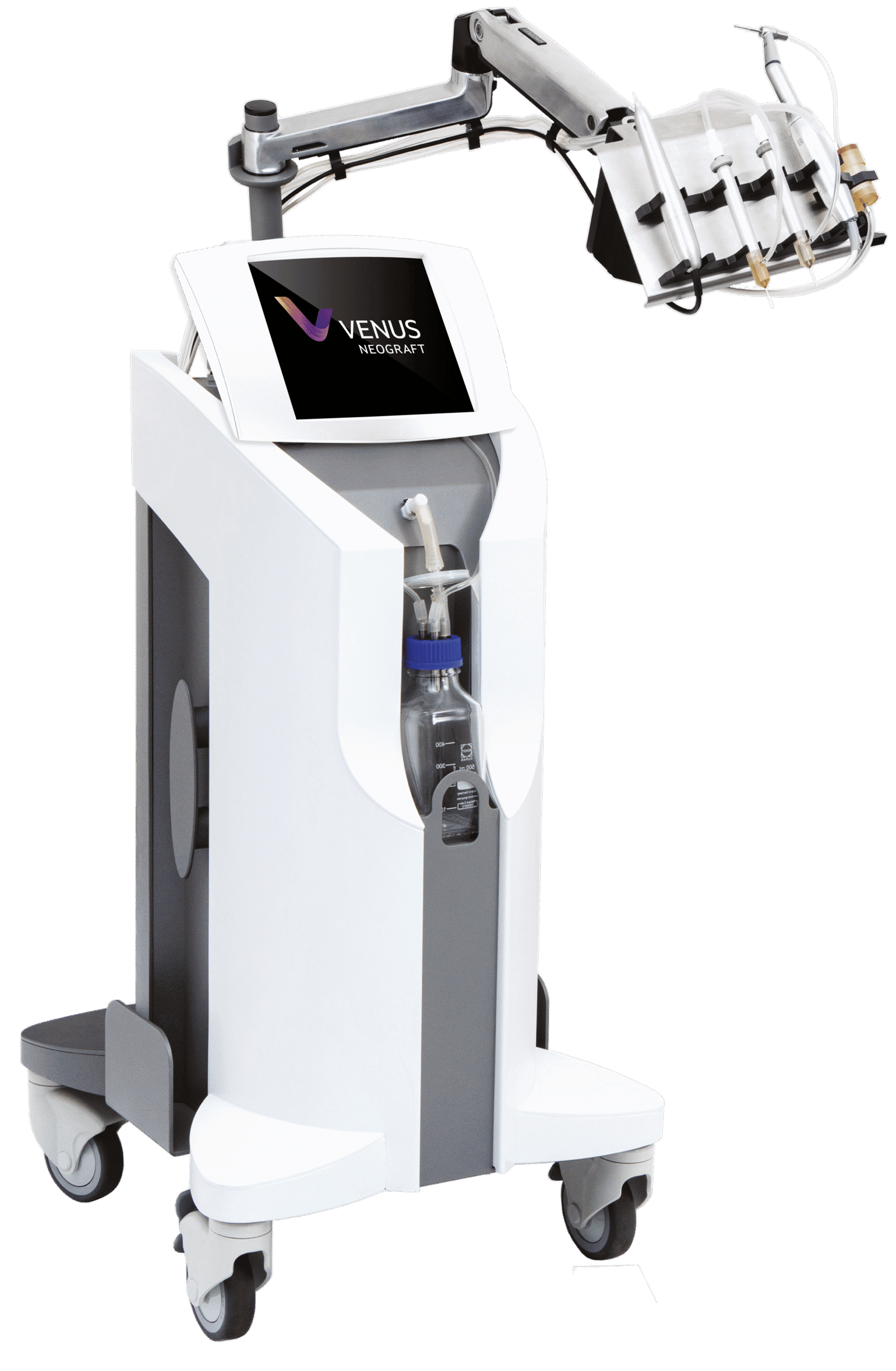 Venus MedTech robotic surgical system with a touchscreen display and robotic arms.