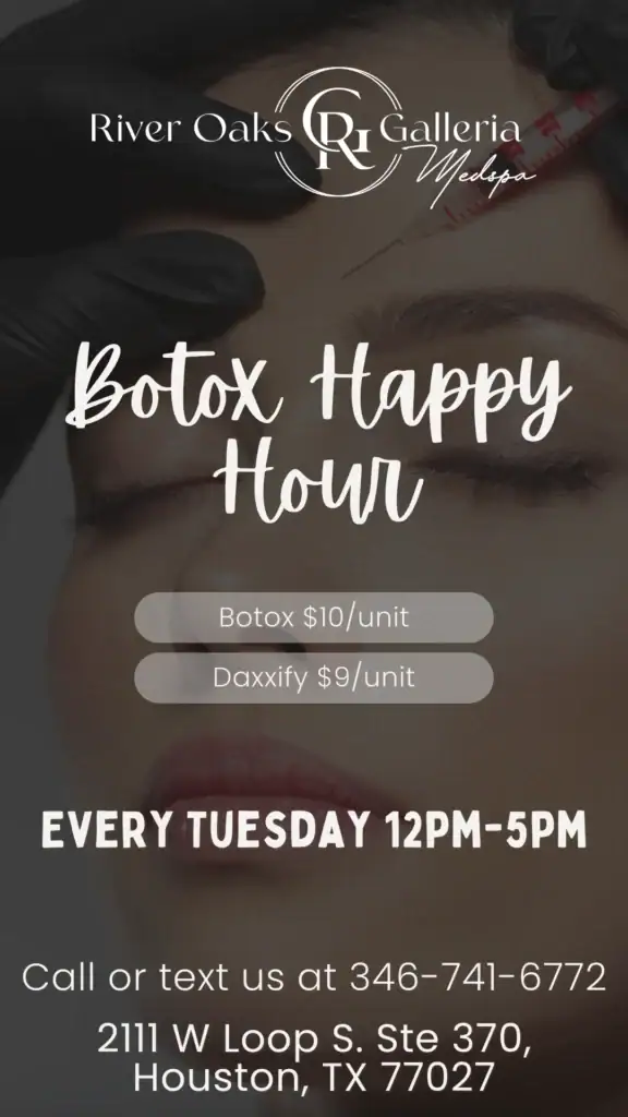 Botox and Daxxify promotional poster with pricing and schedule details.